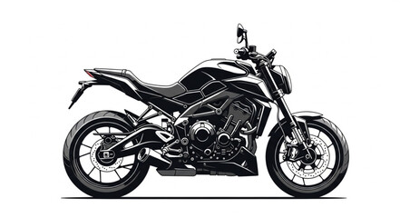 Obraz premium Detailed monochrome illustration of a modern motorcycle design.