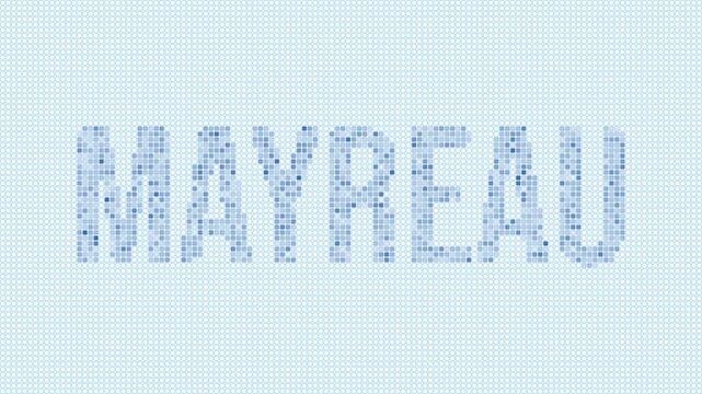 Mayreau dotted map animation. Digital style shape of the island. Mayreau shape and title blue dots appear with flickering effect. St. Vincent. Creative Intro, outro, title, logo video.