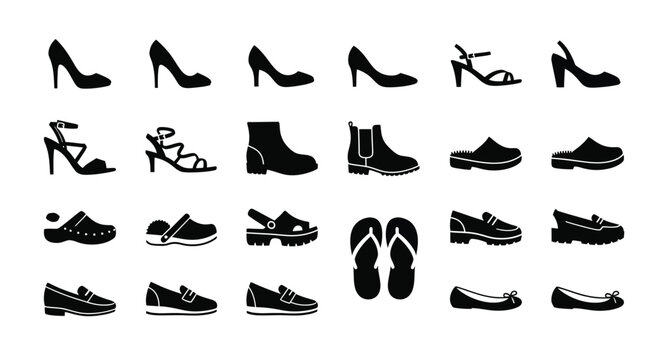Shoes Collection: A diverse compilation of footwear styles, showcasing elegant heels, comfortable boots, and casual sandals, perfectly arranged to illustrate fashion's versatility.