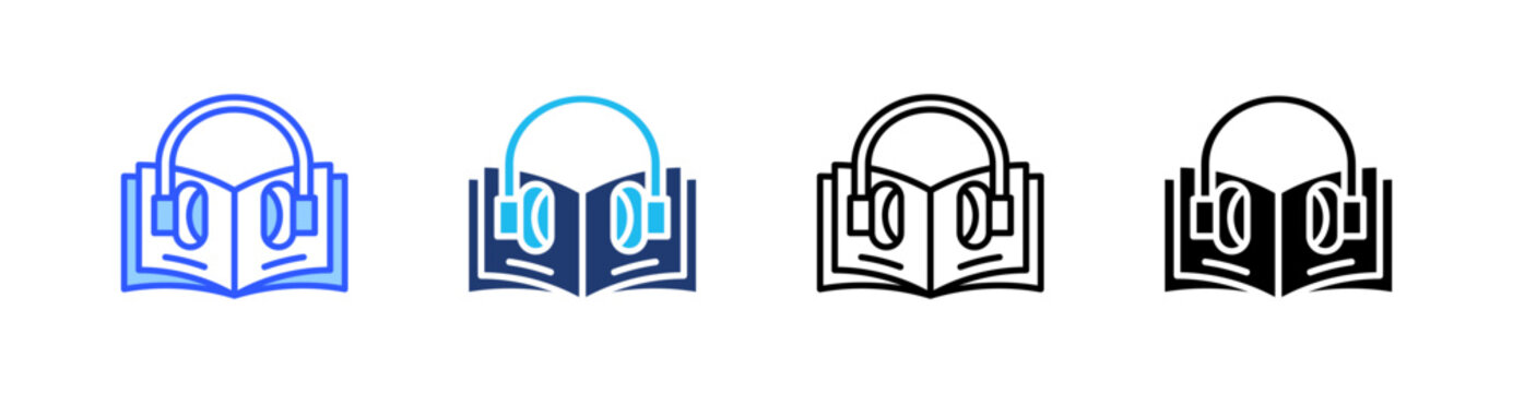 Audiobook Multi Style Icon Set Vector 