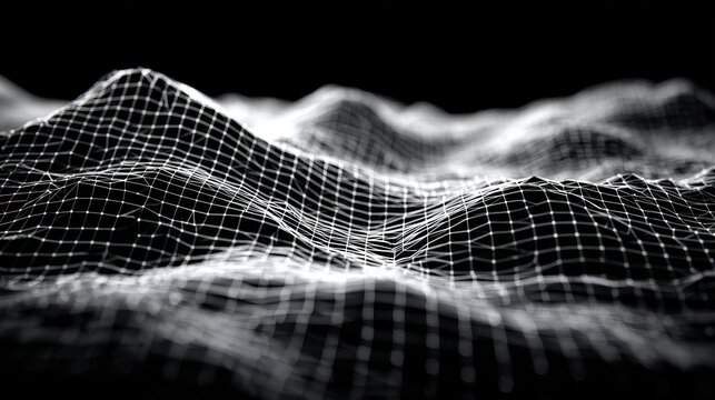 Abstract Wireframe Landscape: A Modern and Futuristic Technology Concept