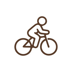 Obraz premium Minimalist Brown Outline Icon Of A Person Riding A Bicycle Symbol