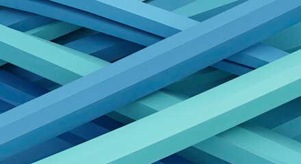 Fototapeta premium Abstract Blue and Teal Geometric Overlapping Stripes