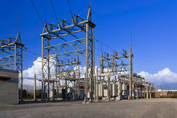 Electrical power substation with transformers and high voltage equipment in Florida USA © Andrei Liashchou