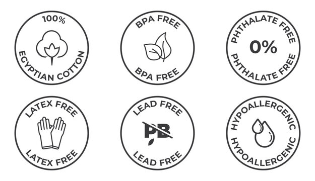 BPA and other toxin free icon vector collection in outlined and solid style