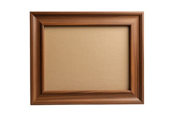 Fototapeta premium Empty wooden picture frame with blank brown canvas, classic design for home decor, transparent background