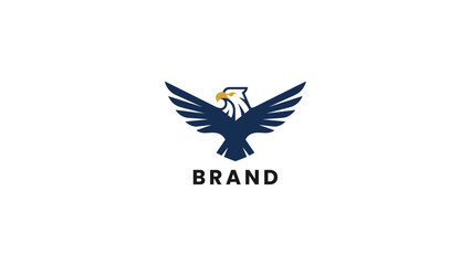 Fototapeta premium Professional vector illustration of a majestic blue and gold eagle soaring with widespread wings, embodying strength, freedom, and leadership, ideal for a modern business brand or sports team emblem