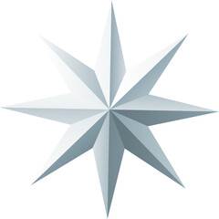 Obraz premium Eight point compass star symbol isolated on white background, navigation direction icon illustration for map design compass navigation logo branding and decorative graphic element PNG