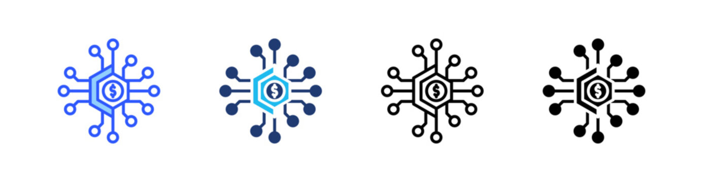 Digital Economy Multi Style Icon Set Vector 