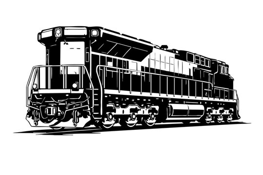 Rear three-quarter view of a freight locomotive showing rear engine housing