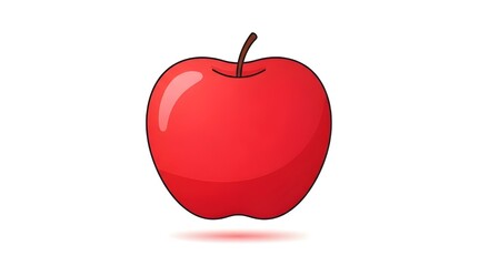 Obraz premium Glossy Red Apple Illustration - Healthy Fruit Icon on White Background