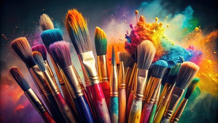 Fototapeta premium A realistic photo of colorful watercolor brush stroke collection