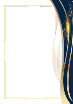 Elegant golden certificate background frame with a luxurious blue and gold wavy border design.