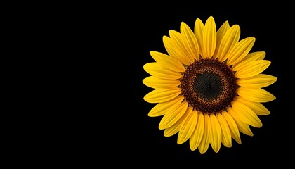 Obraz premium Bright Yellow Sunflower Isolated on Black Background