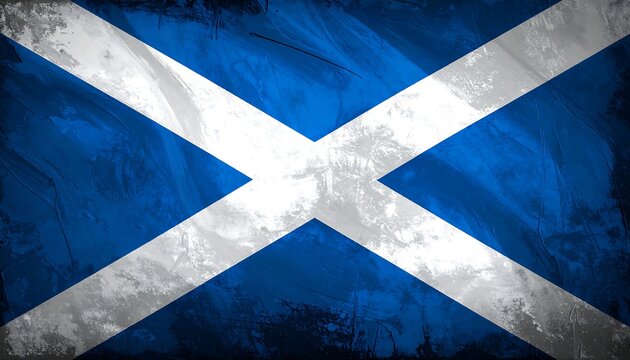 A blue flag with a white saltire, a diagonal cross