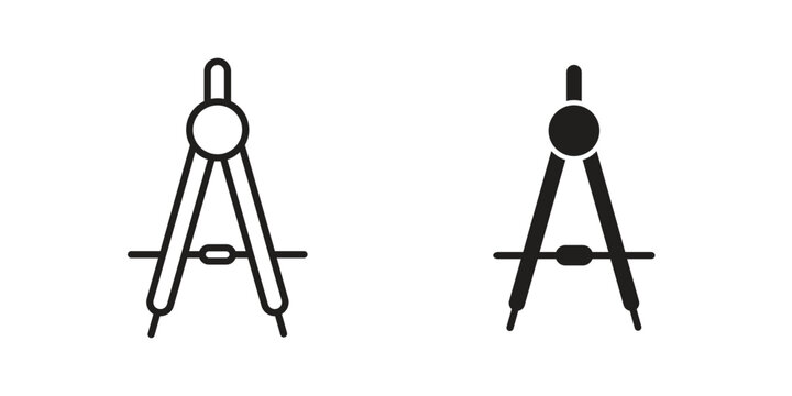 Drafting compass icon for web and mobile app. Vector icons