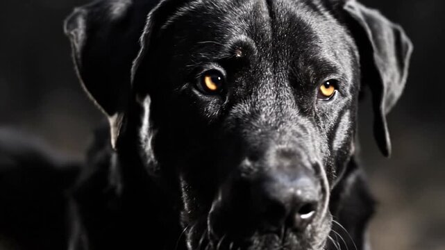 Close up of black dog face.