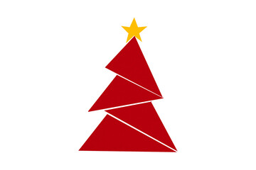 Obraz premium A cute red Christmas tree made of paper is placed on a transparent background.