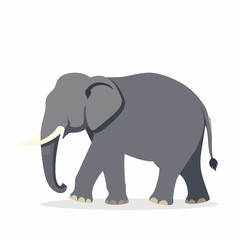 Fototapeta premium Minimalist flat vector illustration of a single majestic Thai elephant walking, grey silhouette of a Southeast Asian animal, symbol of Thailand culture and wildlife, isolated on white background.