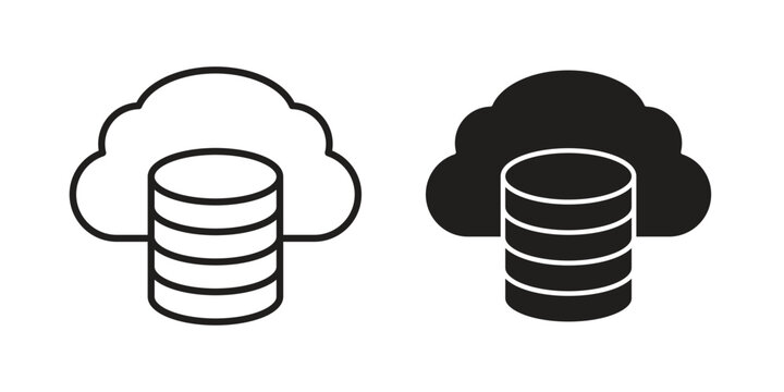 Cloud server icon silhouette. Editable stroke. Line vector illustration design