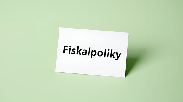 Fiskalpolitik (Fiscal policy) - A card isolated on light green background.