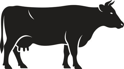 Obraz premium Black silhouette of a dairy cow with farm animal