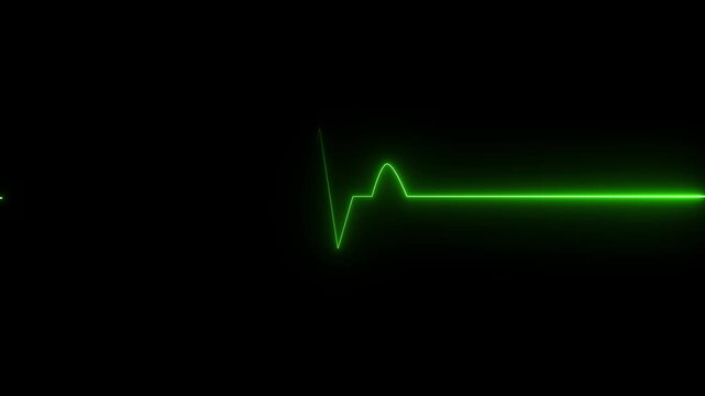 Red EKG flat line. Cardiogram pulse monitor showing heart attack emergency or cardiac arrest. Medical device animation.