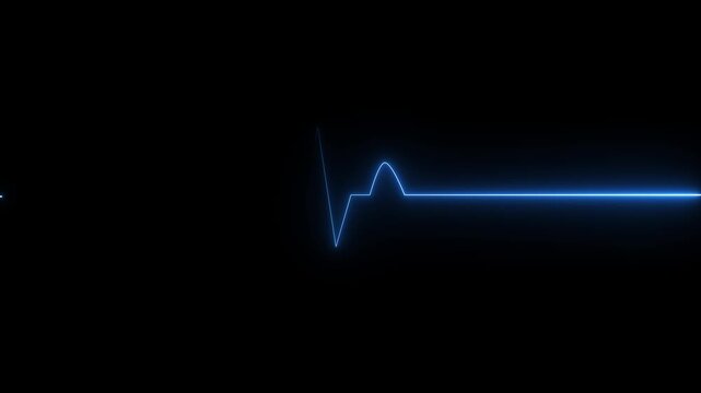 Red EKG flat line. Cardiogram pulse monitor showing heart attack emergency or cardiac arrest. Medical device animation.