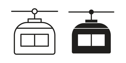 Chairlift icon clipart symbol isolated on white background. Flat and stroke designs. © shamim