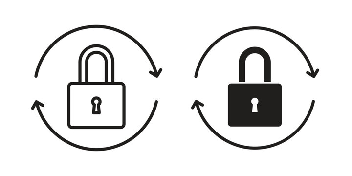 Change Password icon clipart symbol isolated on white background. Flat and stroke designs.