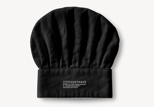 Black Chef Hat Mockup With Logo PSD
