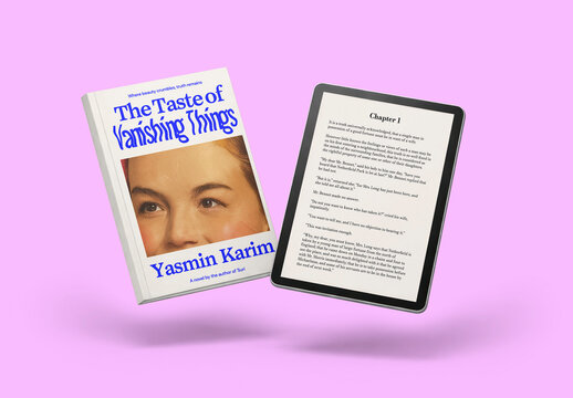 Book And Tablet On Display Mockup PSD