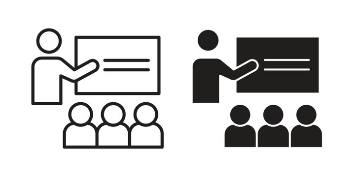 Classroom icon clipart symbol isolated on white background. Flat and stroke designs.