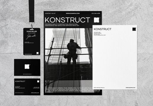 Construction Branding Identity Mockup PSD