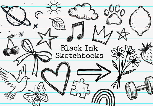 Doodle Art Notebook Element Set