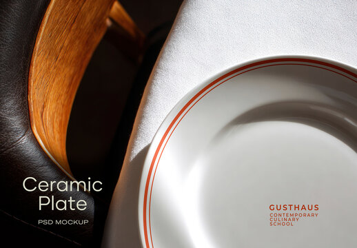Elegant Ceramic Plate Mockup PSD
