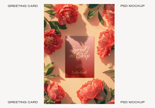 Elegant Floral Greeting Card Mockup PSD