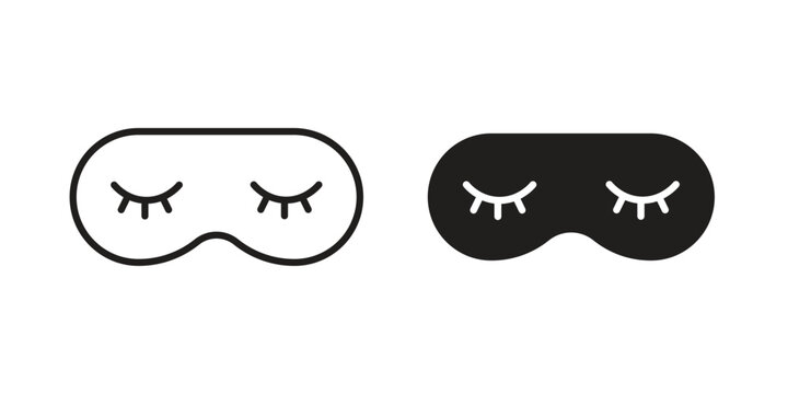 Eye mask icon clipart symbol isolated on white background. Flat and stroke designs.