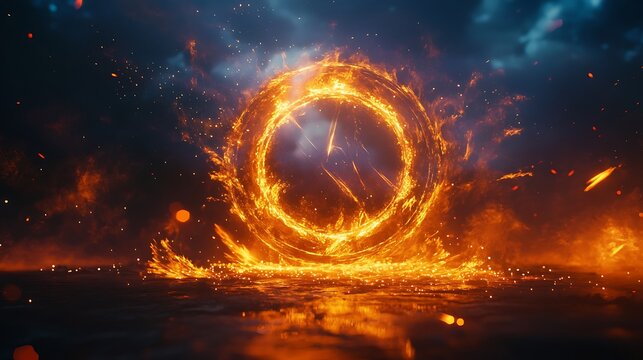 Bright fiery wheel burning sparks background high resolution picture