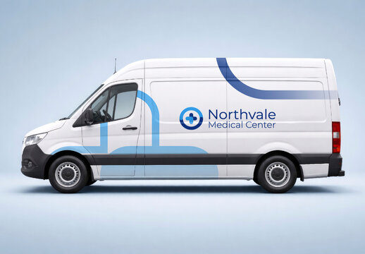 Medical Center Van Mockup Design PSD