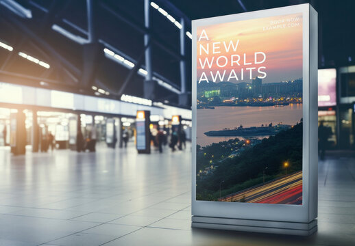 Modern Airport Advertisement Display Mockup PSD