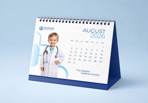 Pediatric Calendar Mockup With Smiling Child PSD