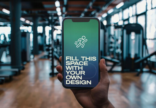 Smartphone Mockup In Gym Environment PSD