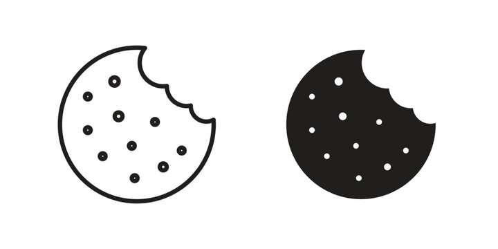 Cookie icon in black and white. clipart and line style icons