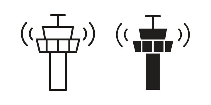 Control Tower icon in black and white. clipart and line style icons