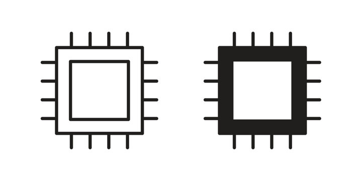 CPU icon in black and white. clipart and line style icons