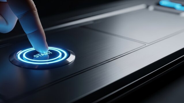 Activating futuristic start button with touch