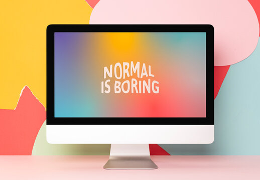 Vibrant Desktop Mockup Motivational Message PSD