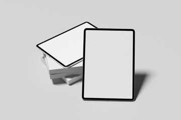 Professional Tablet Mockup Scene with A4 Bifold Print Template © azanul