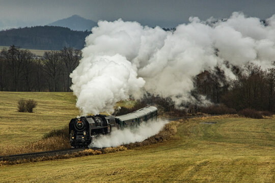German narrow-gauge steam locomotive in the Zittau mountains